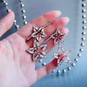 Royal Bohemia Silver Star Drop Big Hoops Earrings